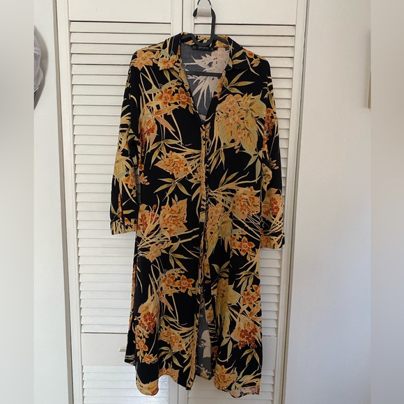 Zara Black and Yellow Floral Duster Dress - Picture 3 of 11